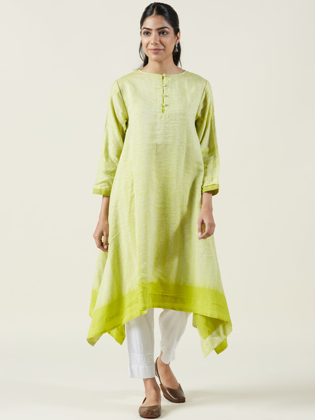 

Fabindia Printed Anarkali Cotton Kurta, Yellow