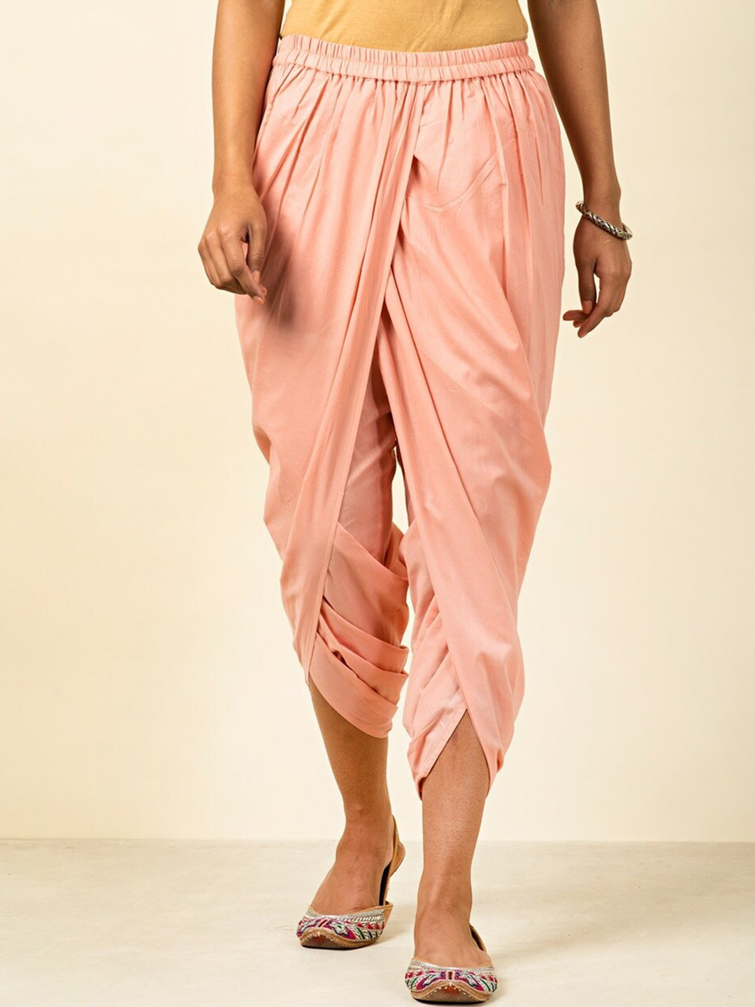 

Fabindia Women Peach Solid Cotton Dhotis