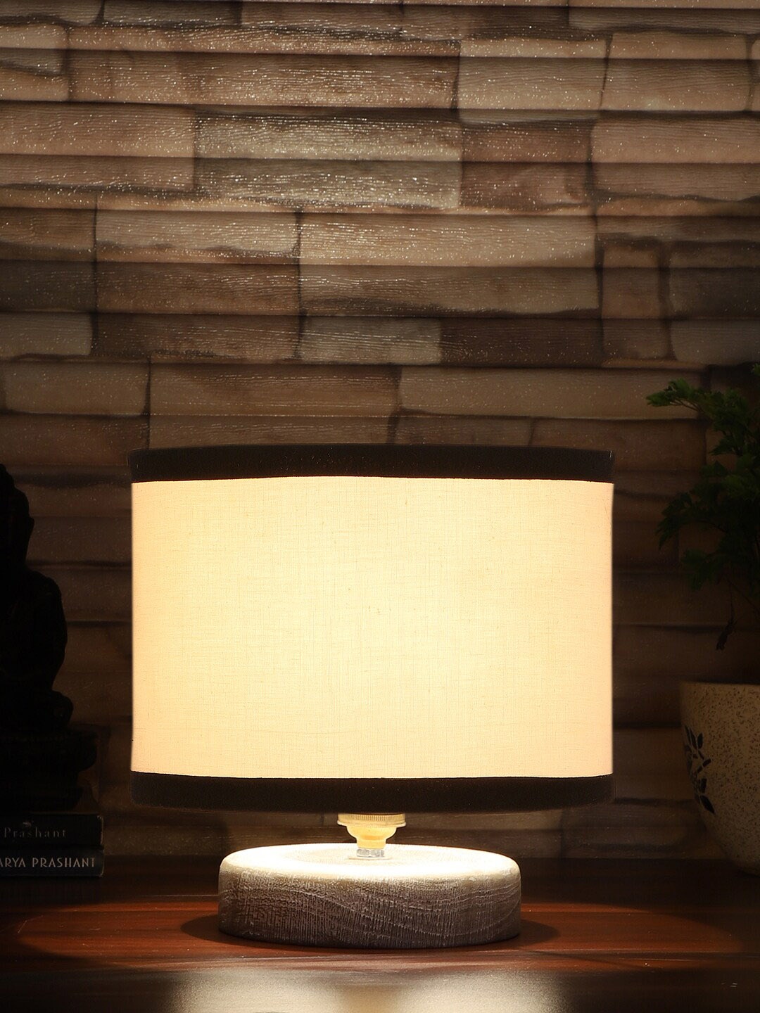 

Devansh Black & White Wooden Cylinder Table Lamp