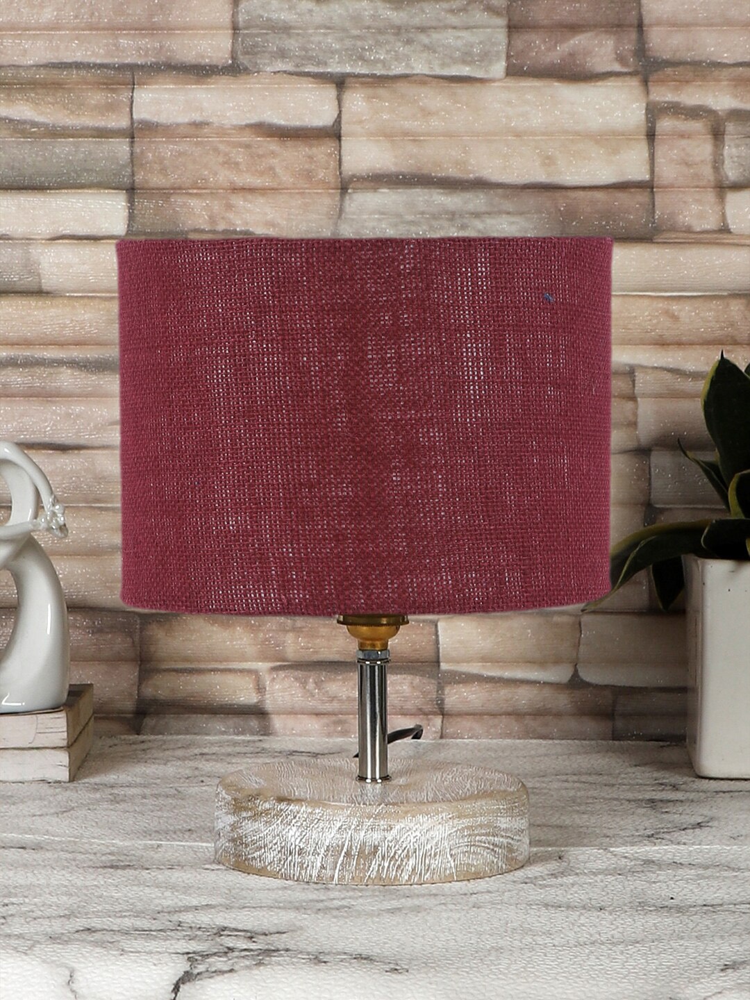 

Devansh Maroon & White Cylindrical Table Lamp