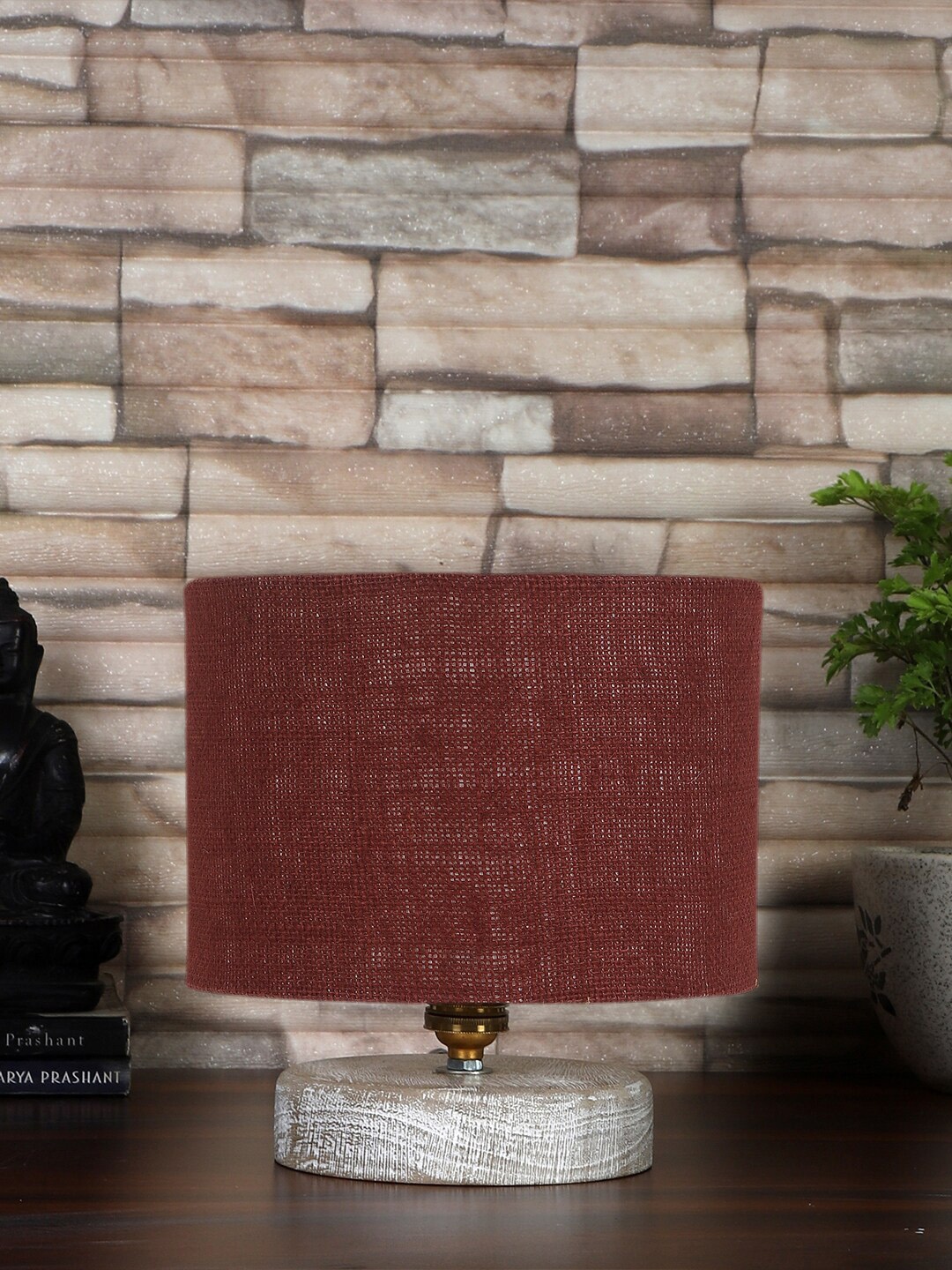 

Devansh Maroon & White Wooden Table Lamp