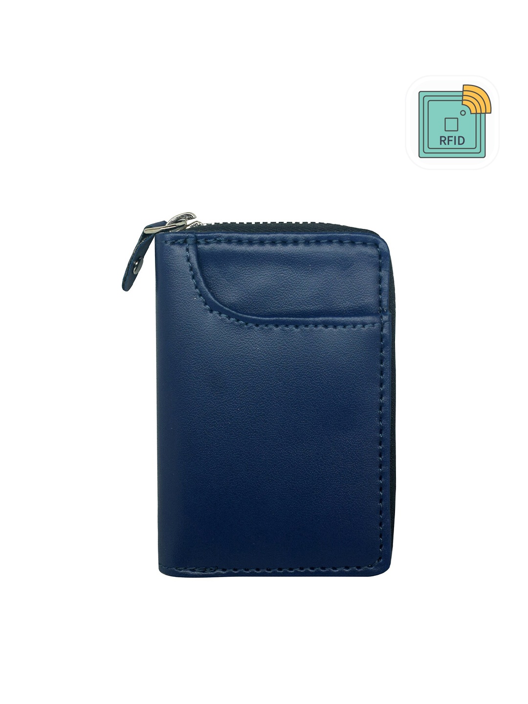 

GREEN DRAGONFLY Navy Blue Zip Detail PU Zip Around Wallet