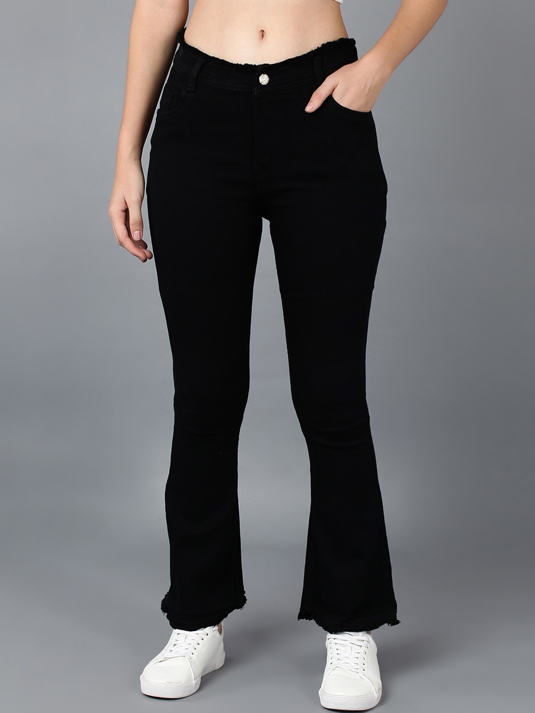 

A-Okay Women Black Flared High-Rise Stretchable Jeans