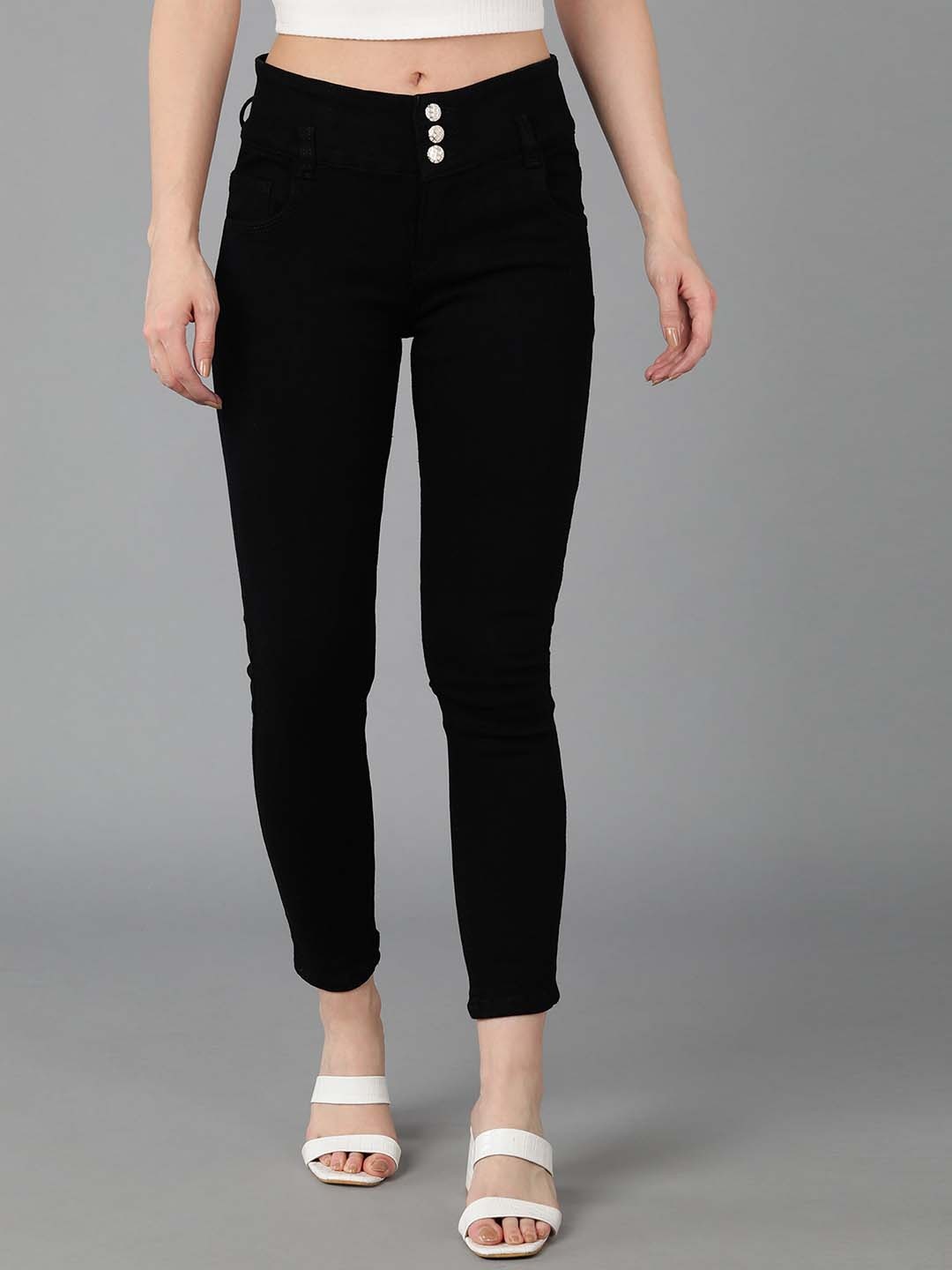 

A-Okay Women Black Skinny Fit High-Rise Stretchable Jeans