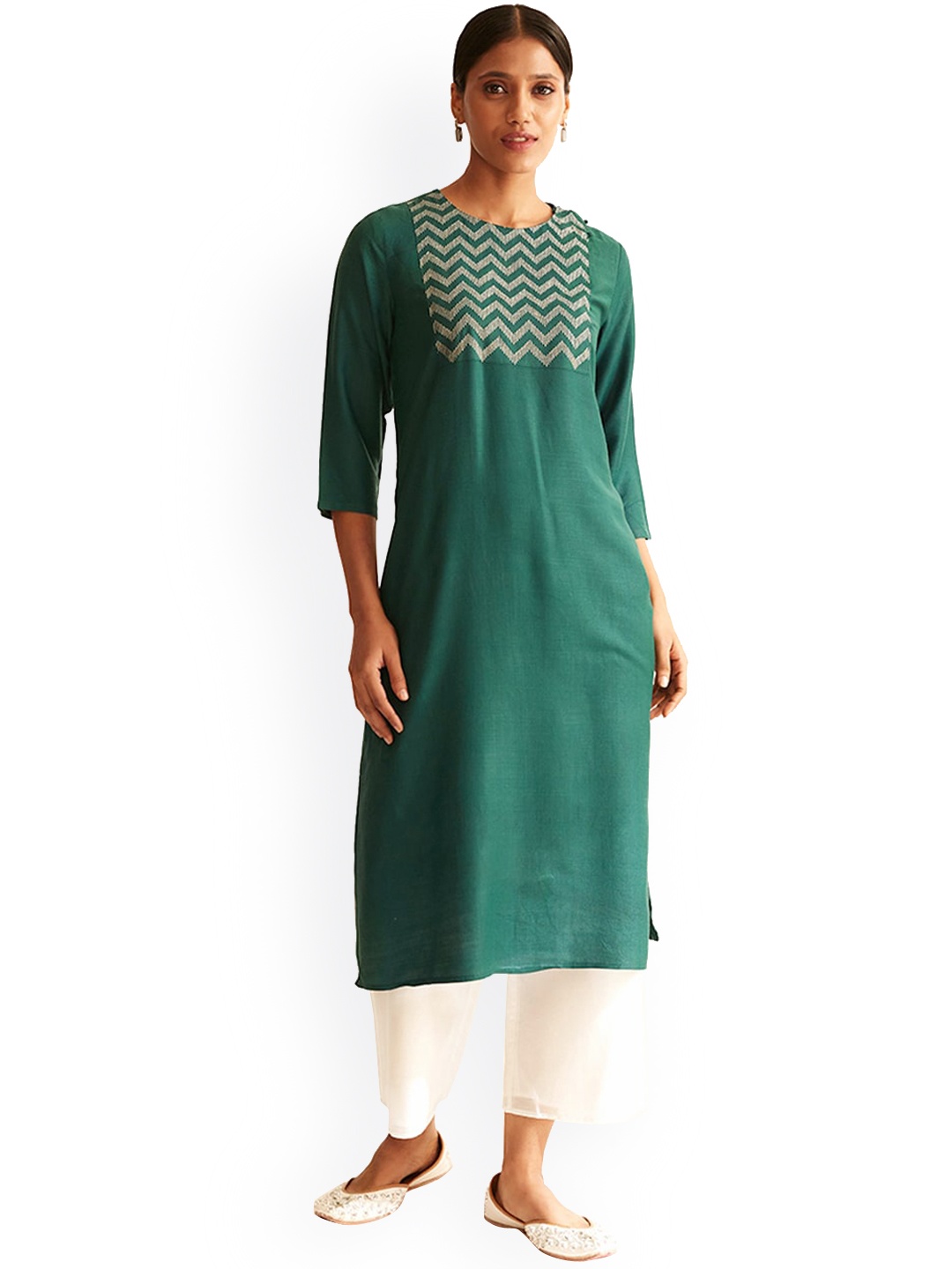 

Ancestry Blue Round Yoke Design Kurta