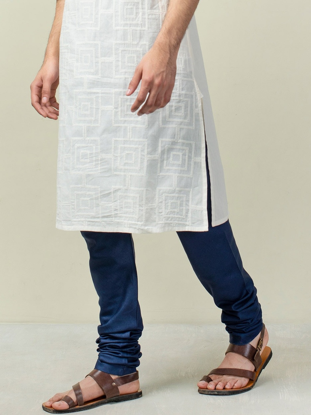 

Fabindia Men Navy Blue Straight-Fit Churidar