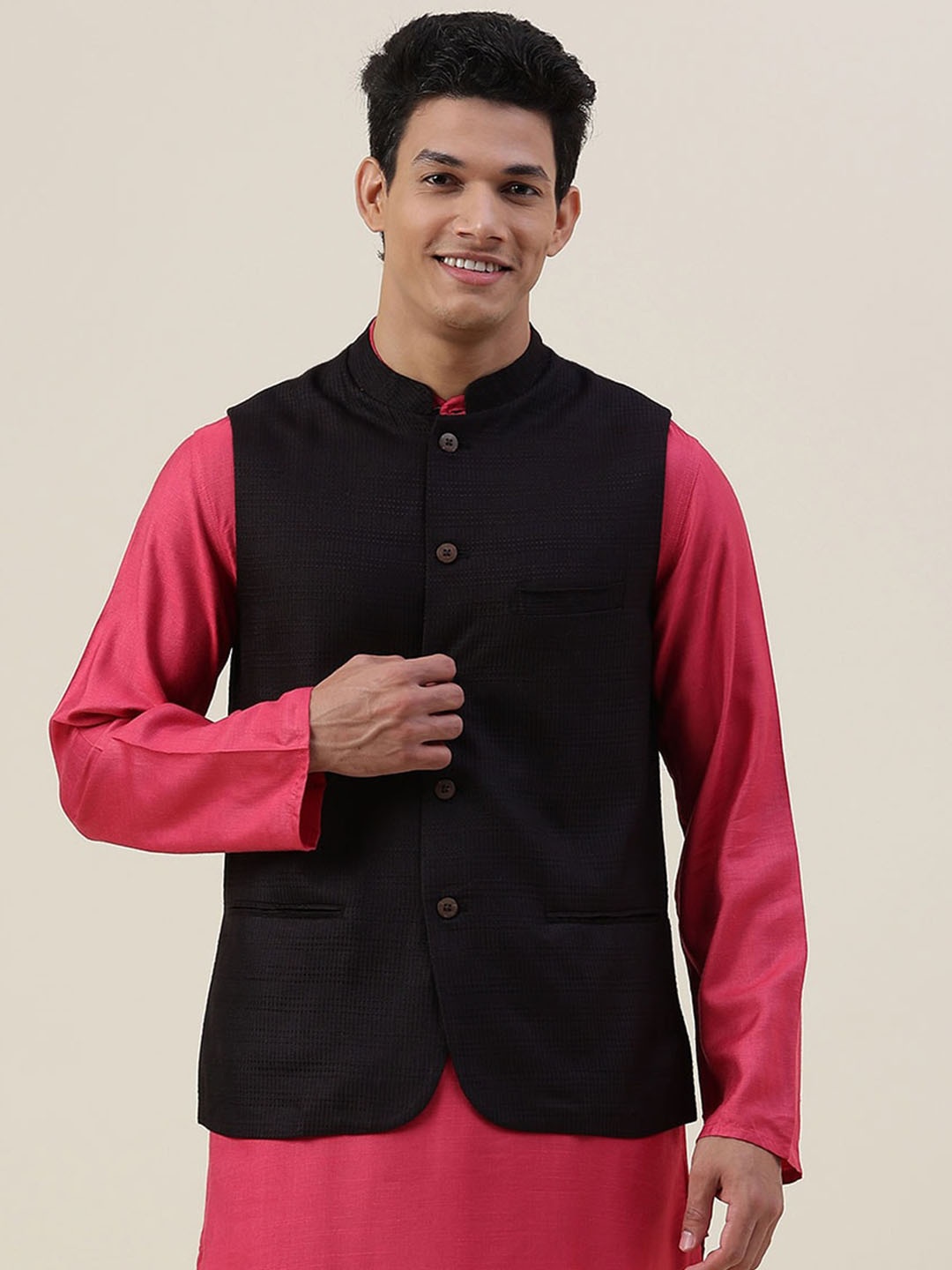 

Fabindia Men Black Nehru Jackets