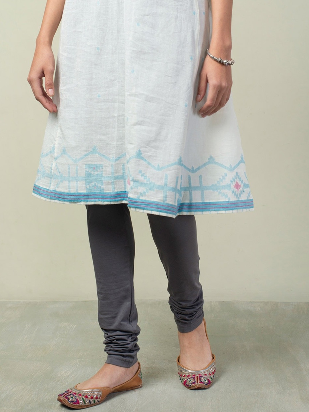 

Fabindia Women Grey Cotton Slim-Fit Churidar