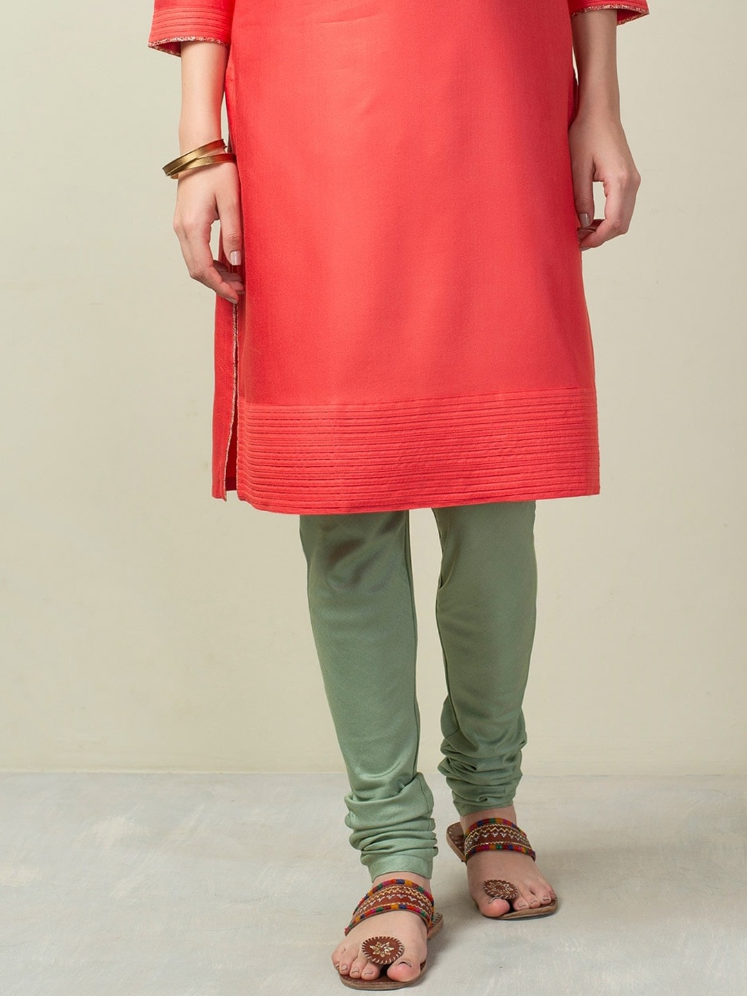 

Fabindia Women Green Slim-Fit Churidar