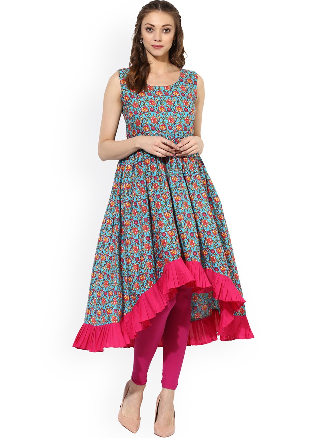 

AKS Women Blue Printed Anarkali Kurta