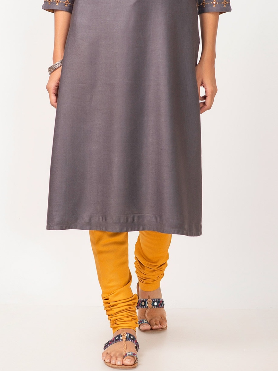 

Fabindia Women Mustard Yellow Slim-Fit Churidar