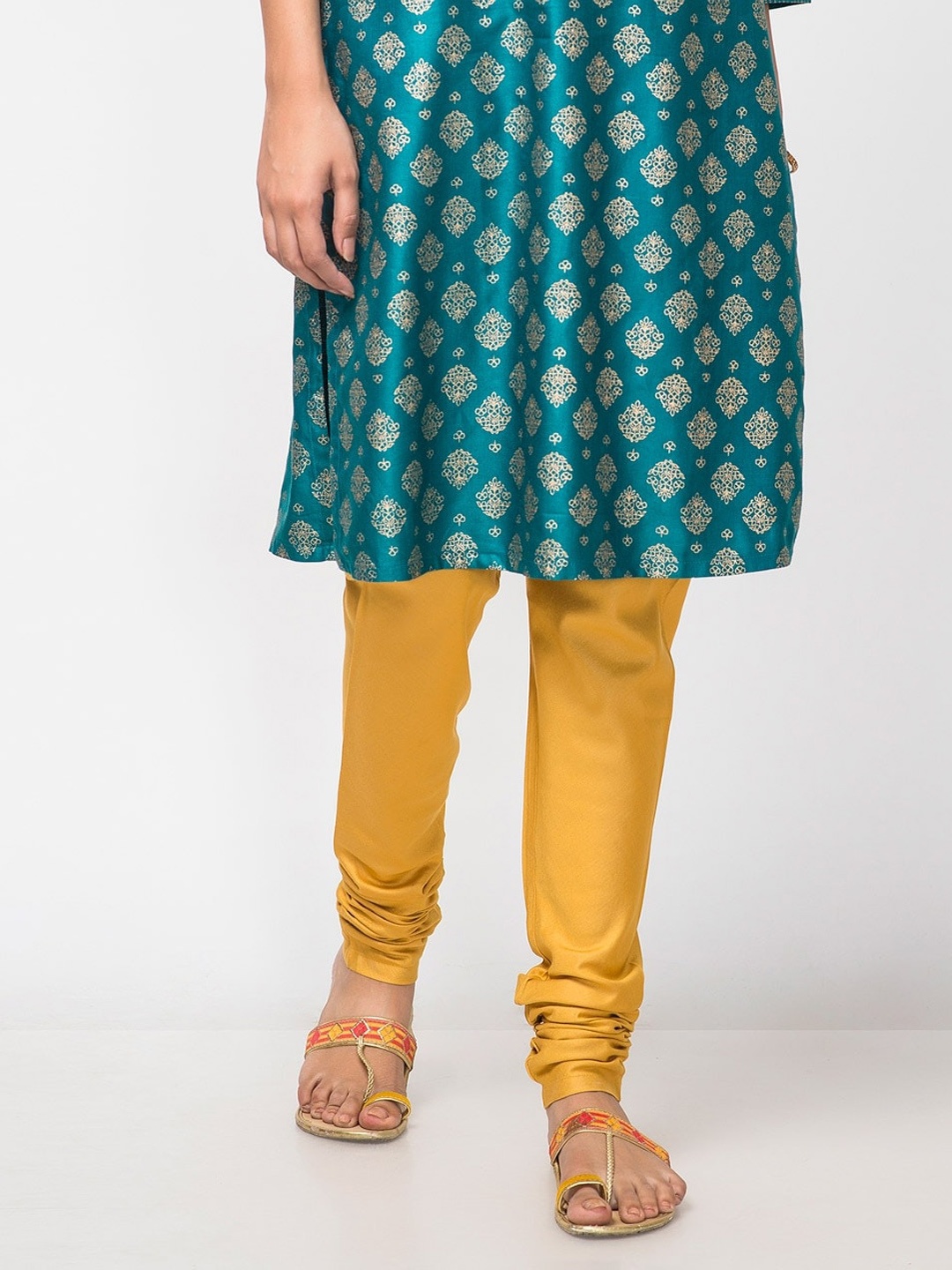 

Fabindia Women Mustard Yellow Slim-Fit Churidar