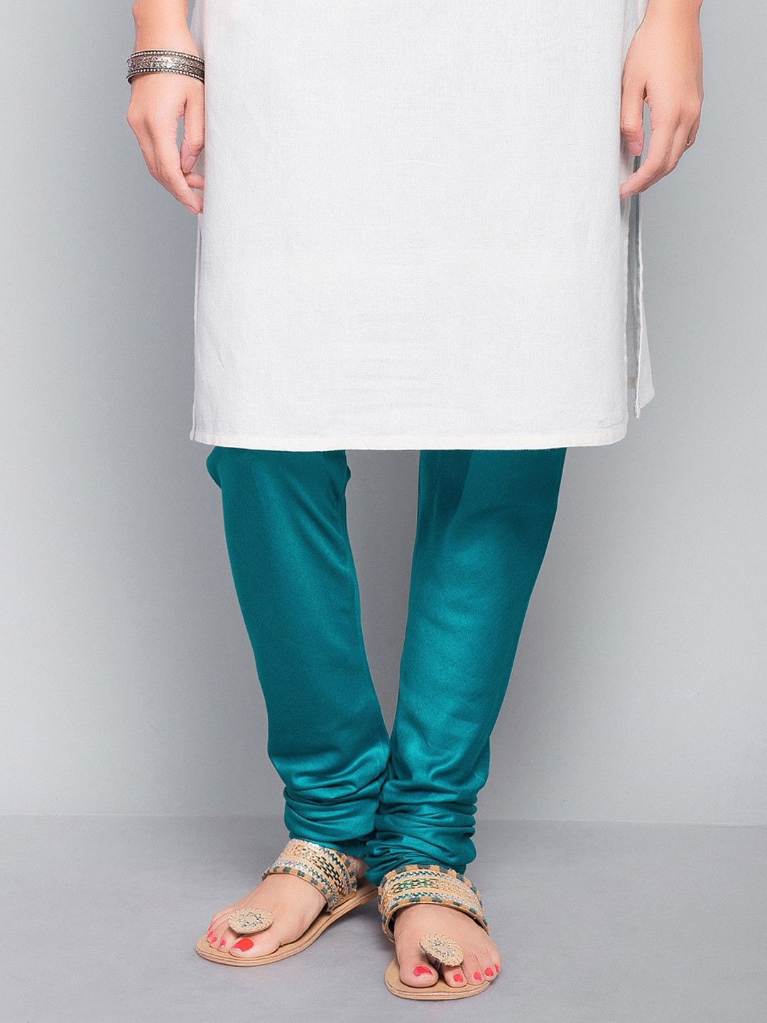 

Fabindia Women Turquoise Blue Slim-Fit Silk Churidar