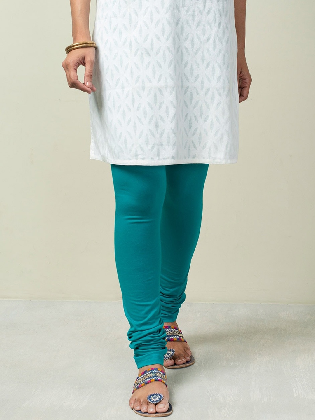 

Fabindia Women Turquoise Blue Cotton Slim-Fit Churidar