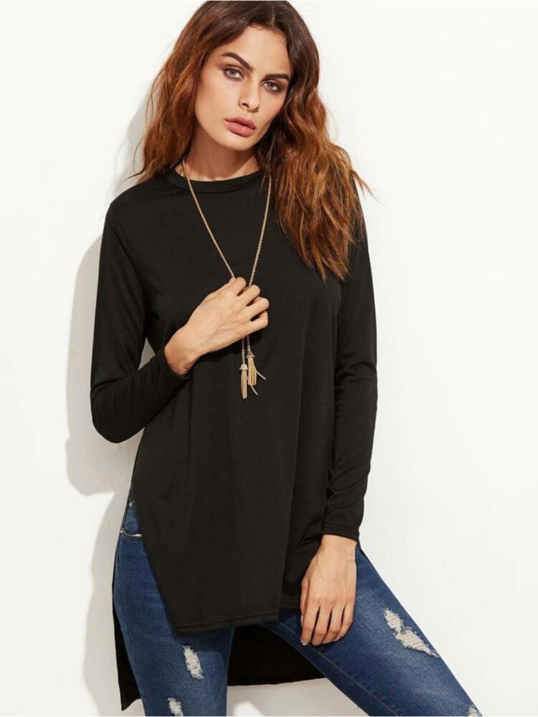 

Dream Beauty Fashion Black Longline Top