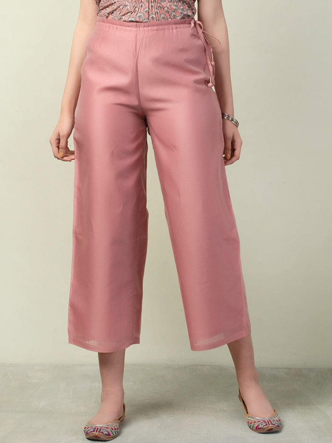 

Fabindia Women Pink Comfort Culottes Cotton Trousers