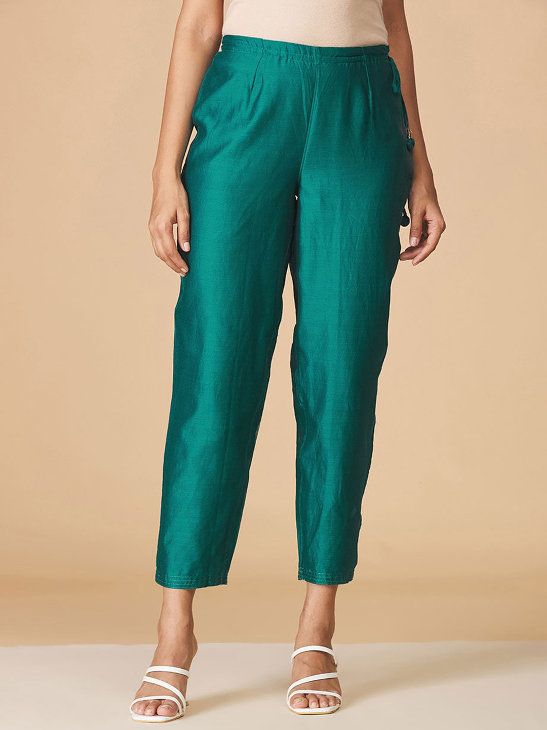 

Fabindia Women Green Comfort Cotton Trousers