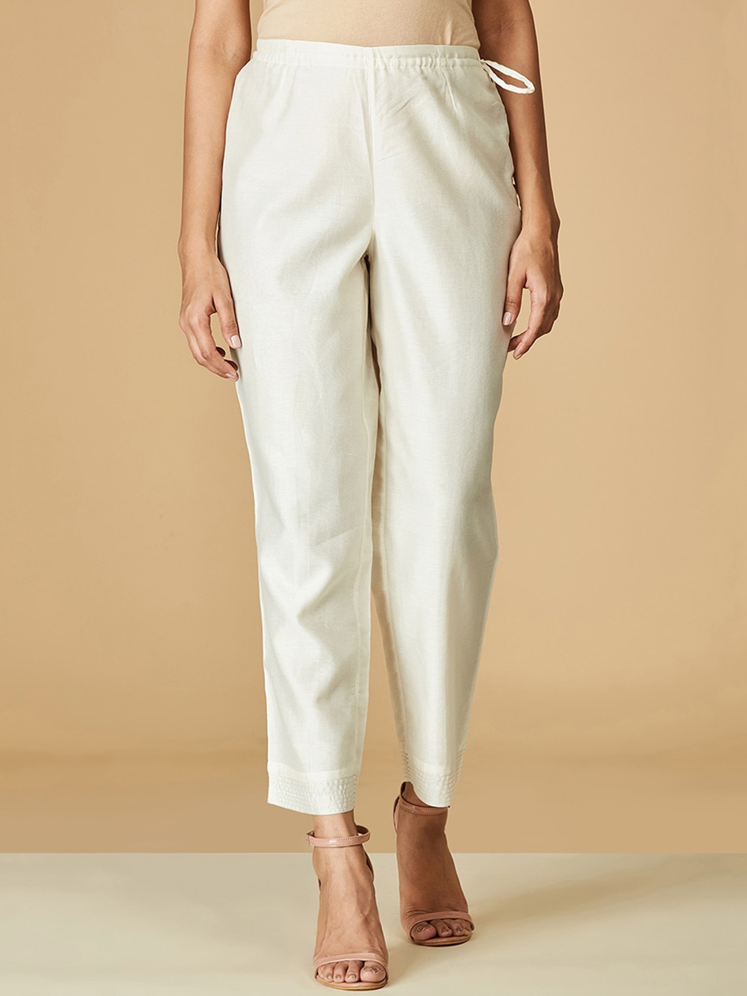 

Fabindia Women Off White Comfort Cotton Trousers