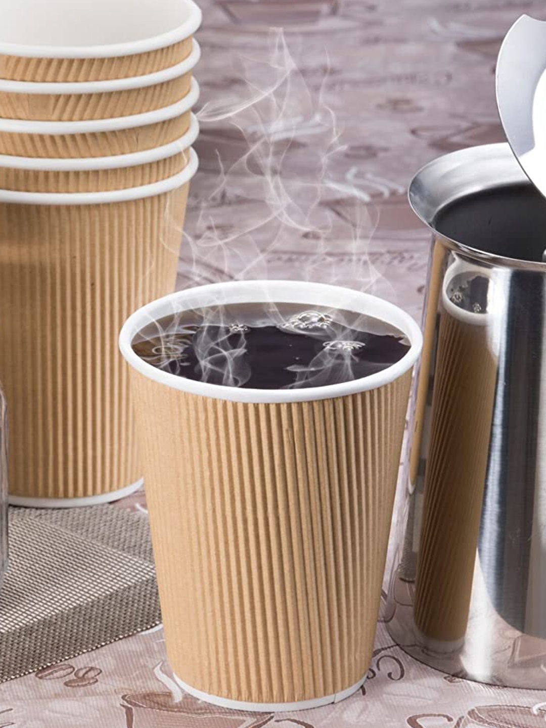 

NASTEE Brown & White Set of 25 Textured Cups 250ML