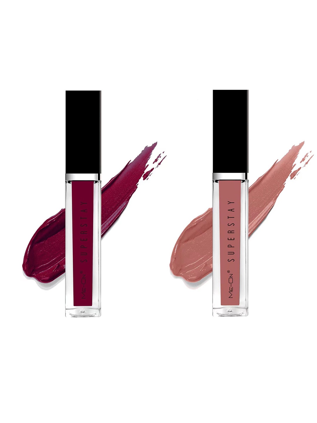 

ME-ON Set Of 2 Super Stay Lip Gloss - Deep Maroon 07 & Skin Kiss 21, Fuchsia