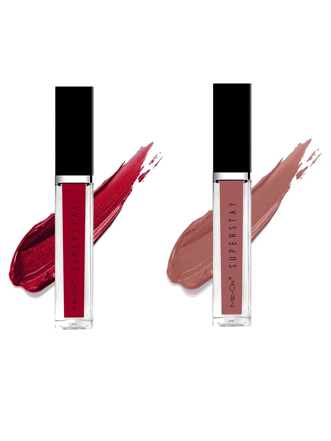 

ME-ON Set of 2 Super Stay Lip Gloss - Rich Red 01 & Nude Nuance 20, Maroon