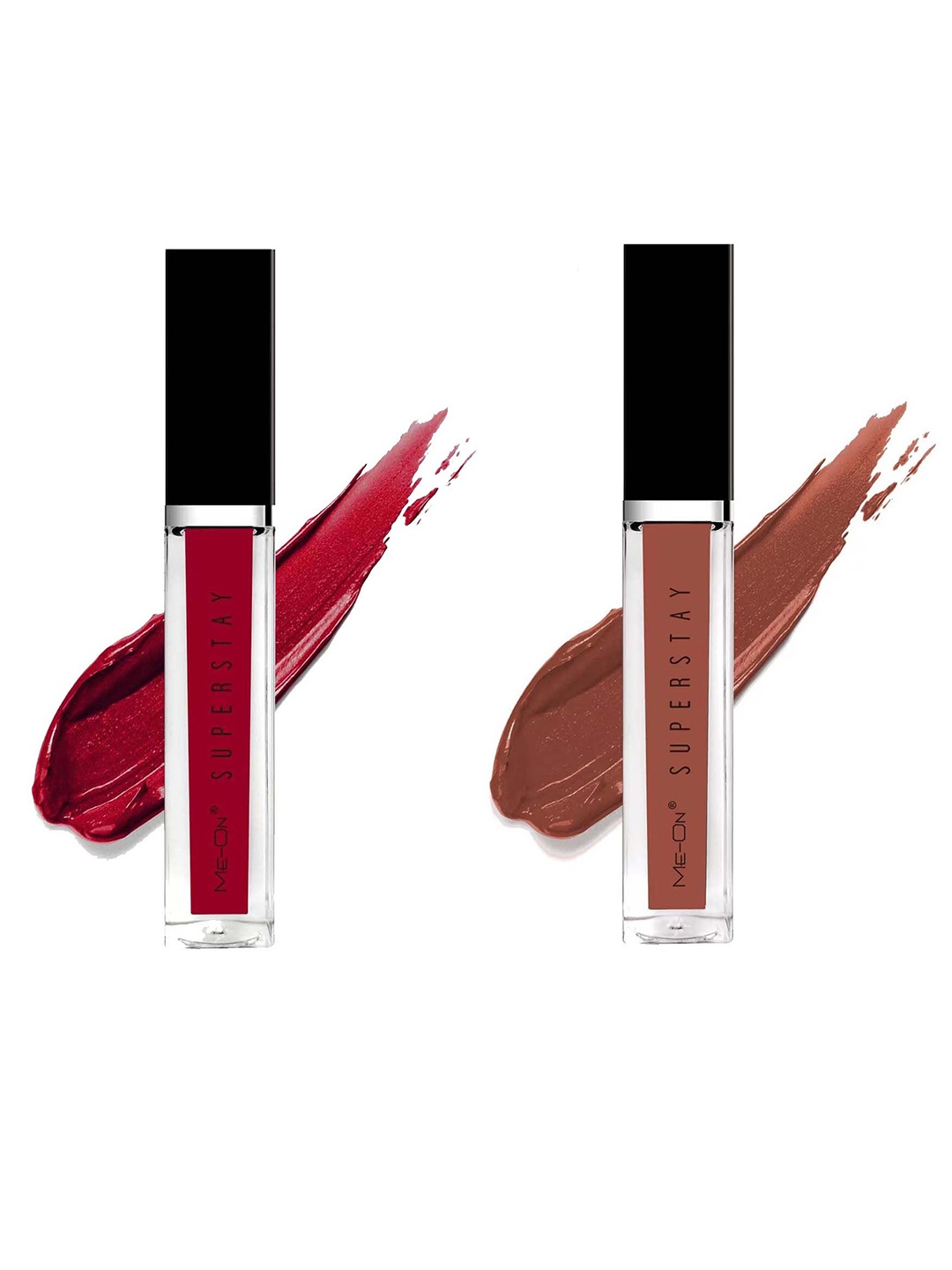 

ME-ON Set Of 2 Super Stay Lip Gloss - Rich Red 01 & Coffee Mocha 17, Maroon