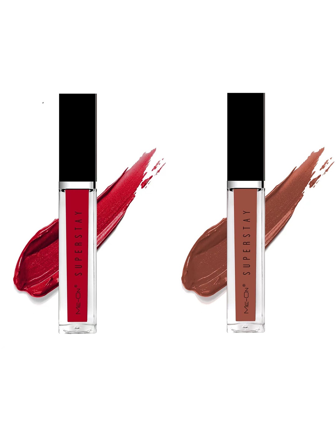 

ME-ON Set Of 2 Super Stay Lip Gloss - Rose Petal 08 & Coffee Mocha 17, Maroon