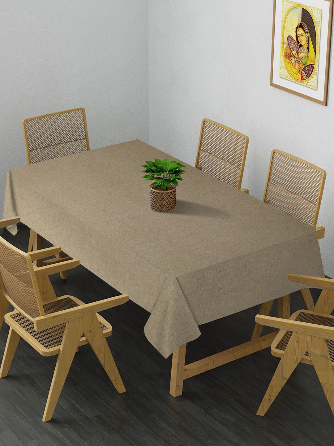 

KLOTTHE Beige 6 Seater Rectangular Dining Table Cover