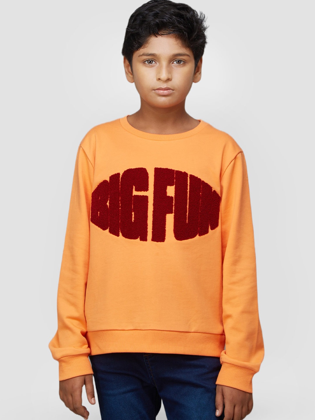 

Zalio Boys Orange Printed Sweatshirt