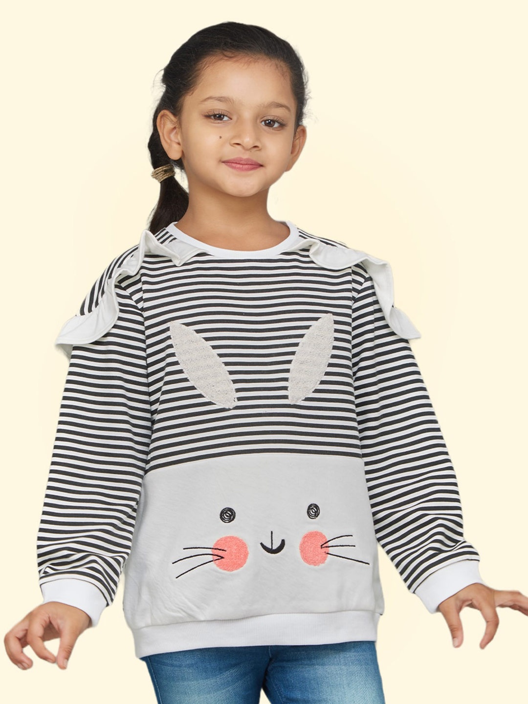 

Zalio Girls White Striped Sweatshirt