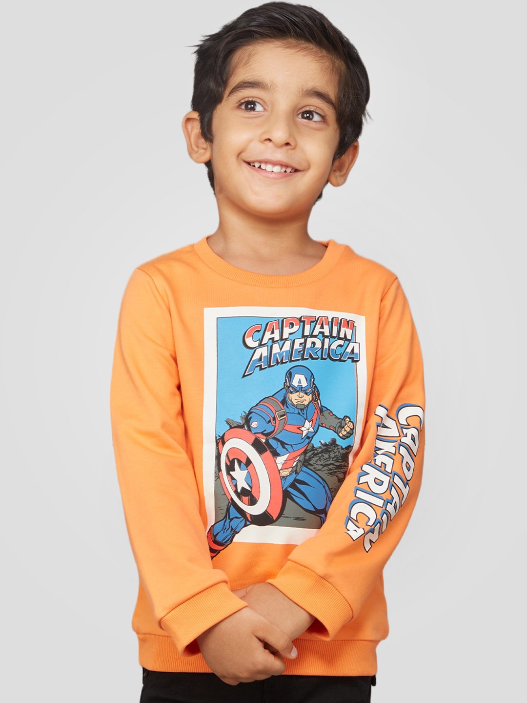 

Zalio Boys Orange Printed Sweatshirt