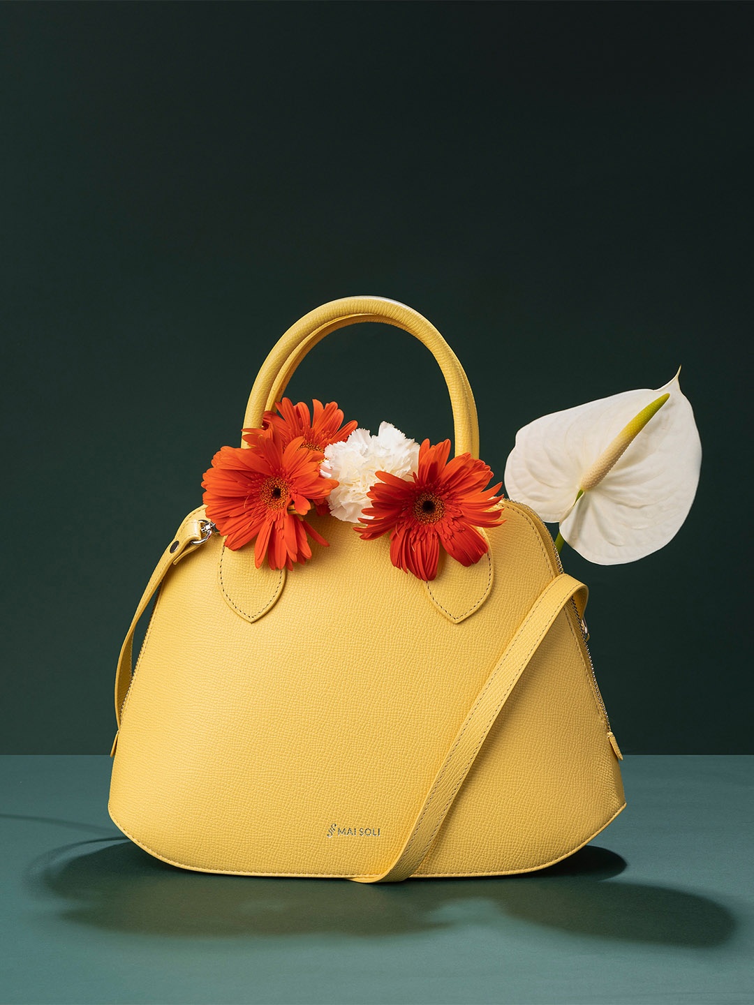 

MAI SOLI Genuine Leather Stella Satchel Bag Handbags, Yellow