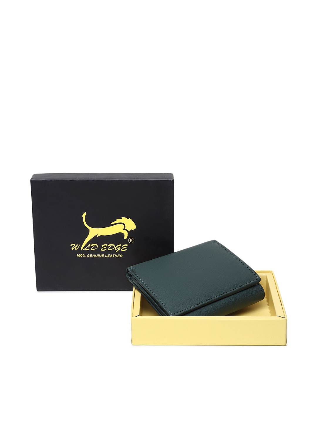

WILD EDGE Men Black Leather Three Fold Wallet