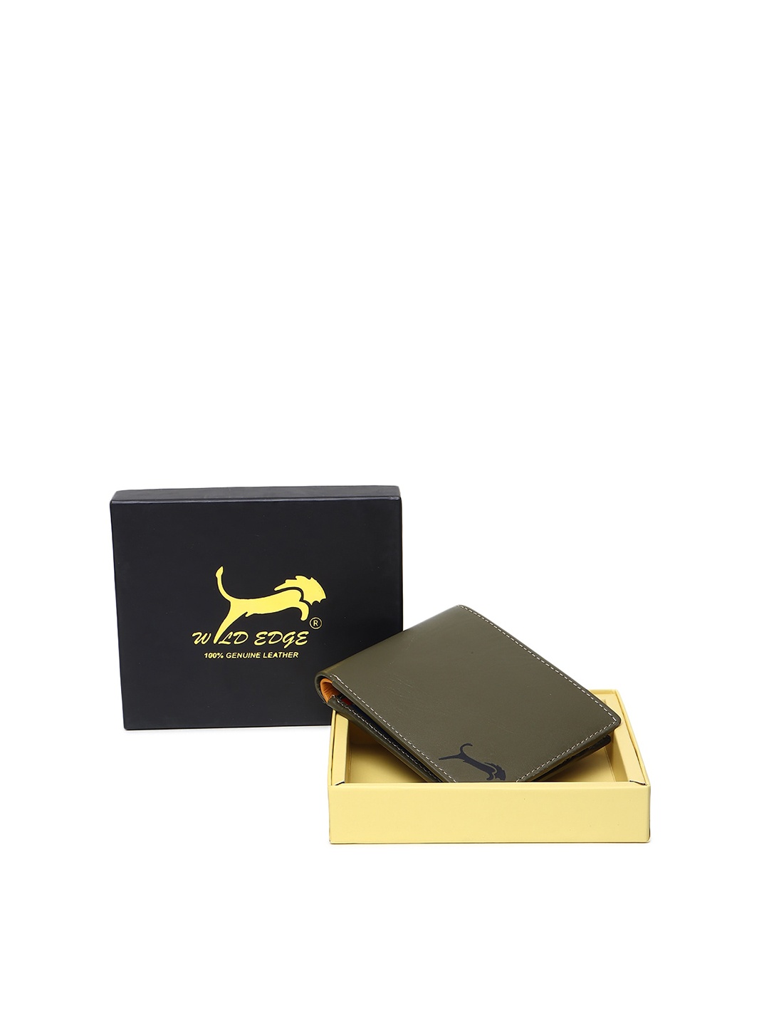 

WILD EDGE Men Olive Green Leather Two Fold Wallet