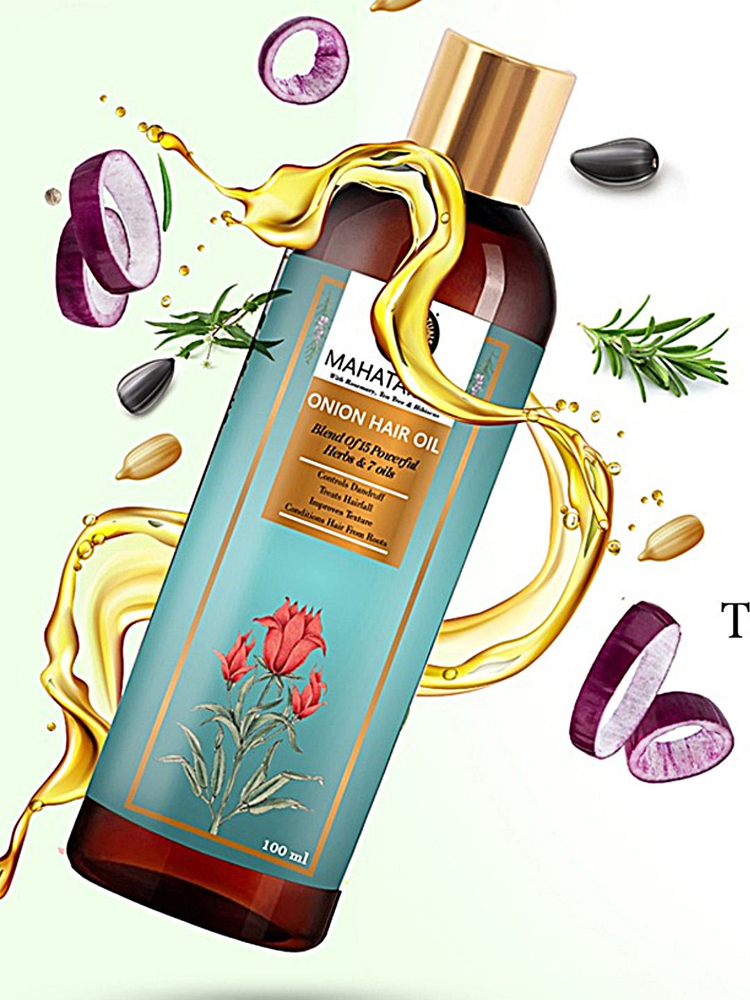 

THE GLOW RITUALS Mahatailam Onion Hair Oil with 15 Powerful Herbs & 7 Oils - 100 ml, Green