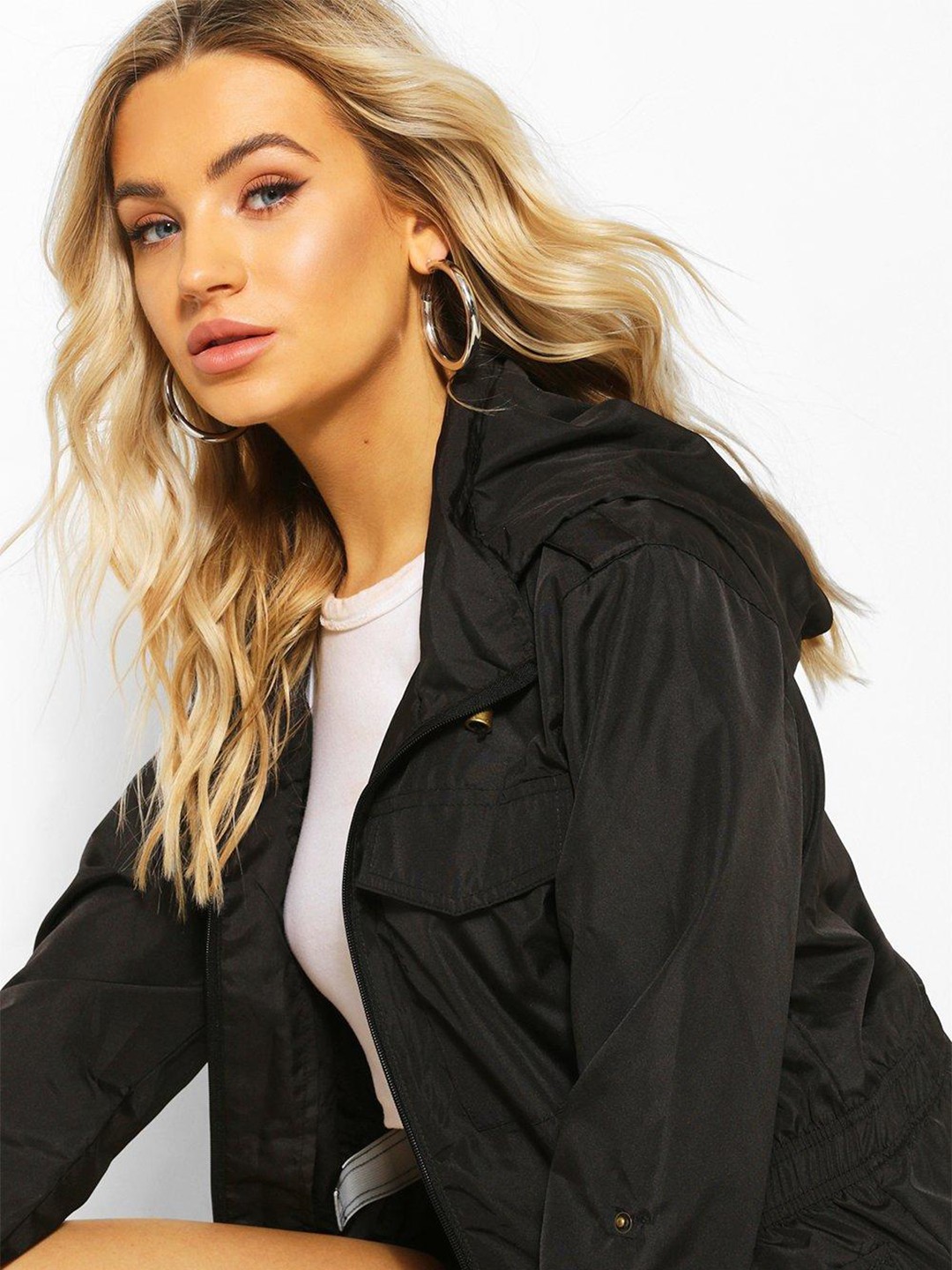 

Boohoo Women Black Longline Tailored Elasticated Waist Jacket