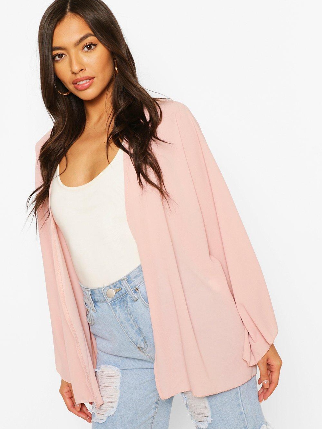 

Boohoo Women Pink Longline Shrug