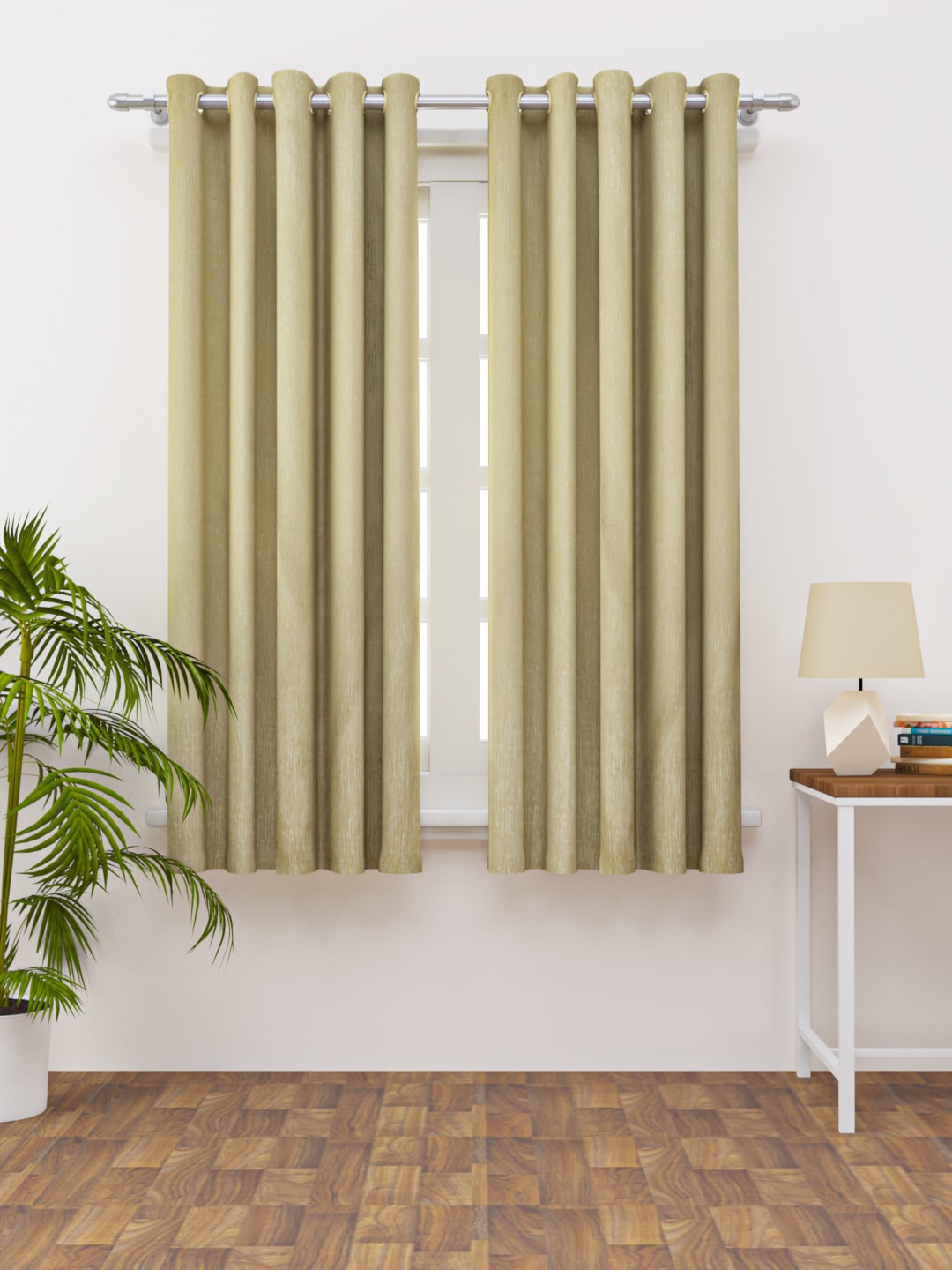 

HAPPY HUES Grey Set of 2 Window Curtain