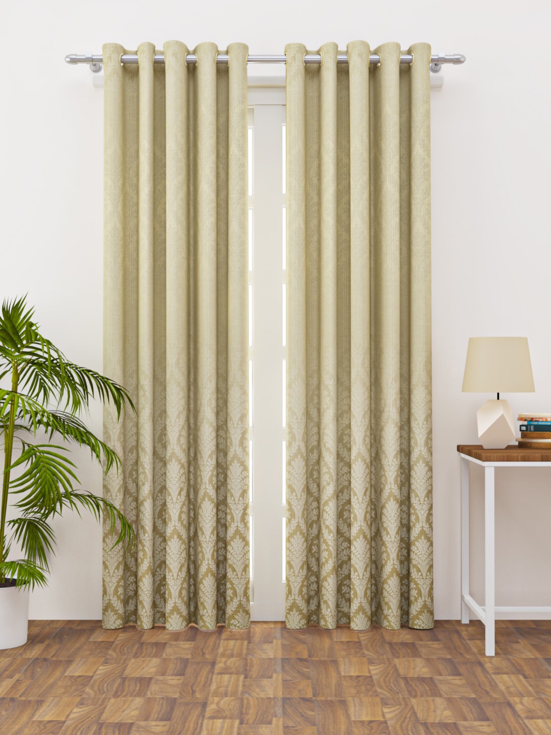 

HAPPY HUES Cream-Coloured & Beige Set of 2 Ethnic Motifs Woven Design Door Curtain