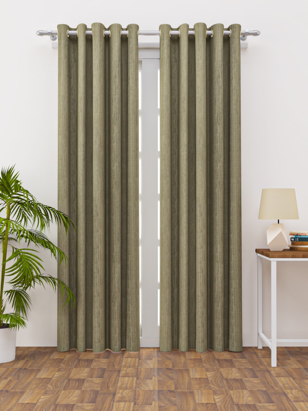

HAPPY HUES Beige Set of 2 Long Door Curtain