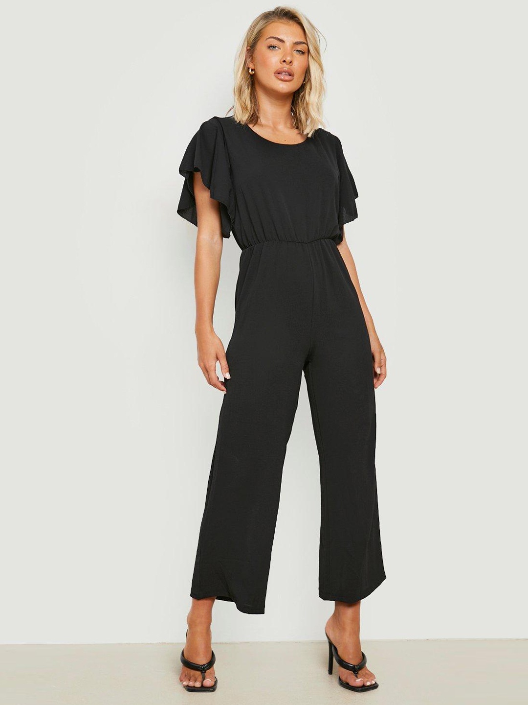 

Boohoo Black Layered Sleeves Basic Jumpsuit