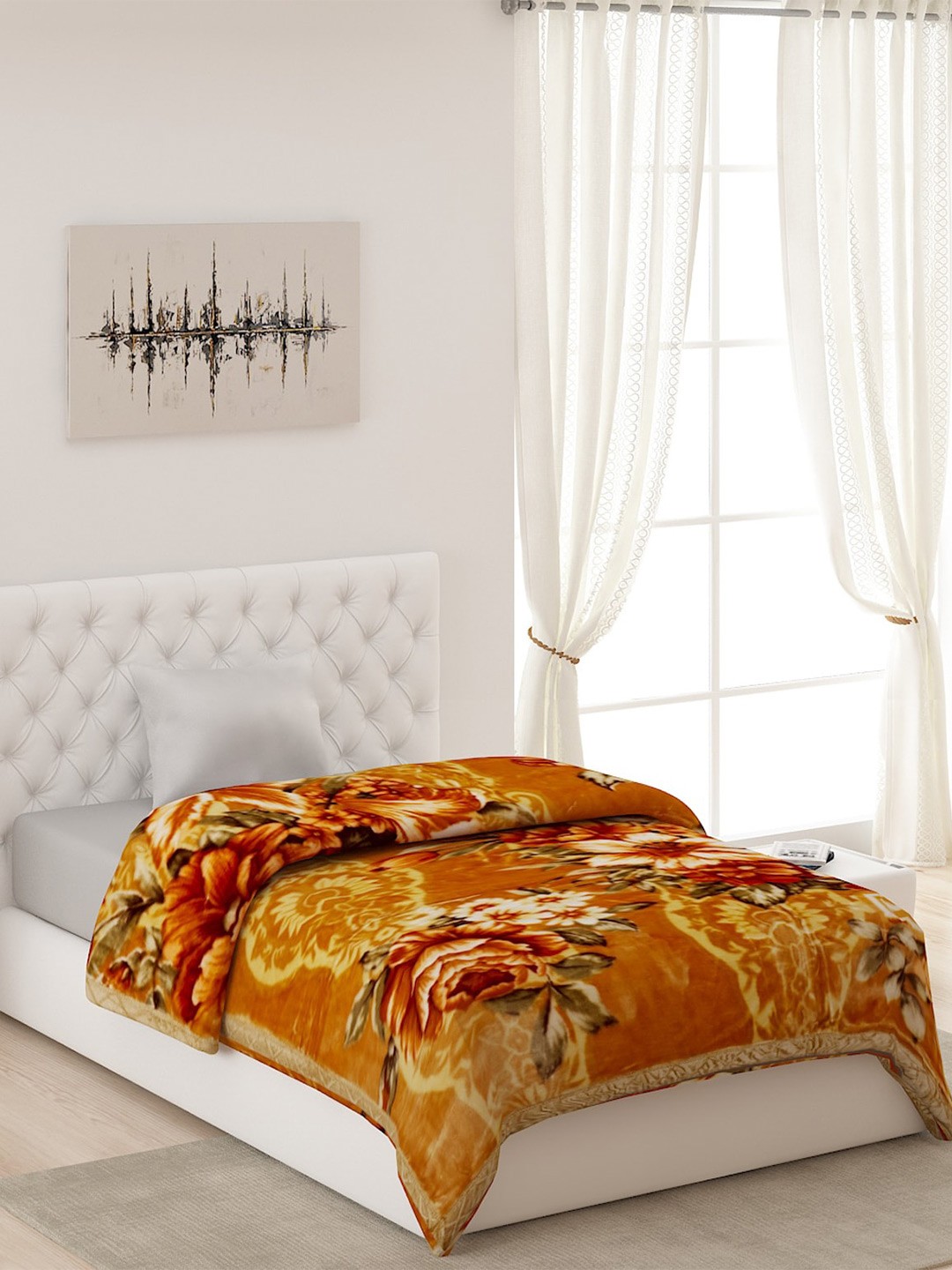 

Monte Carlo Orange & Red Floral Heavy Winter Single Bed Blanket
