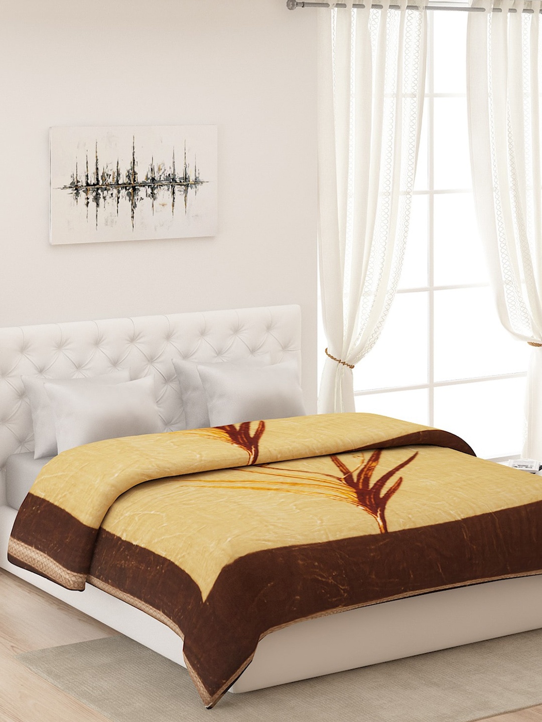 

Monte Carlo Yellow & Maroon Floral Heavy Winter Double Bed Blanket