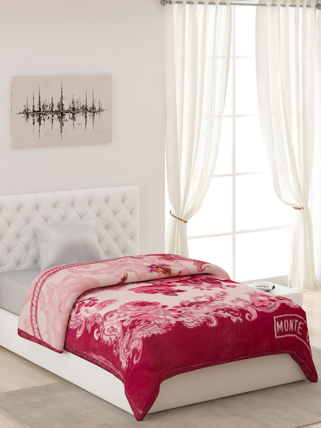 

Monte Carlo Maroon & Red Floral 850 GSM Heavy Winter Single Bed Blanket