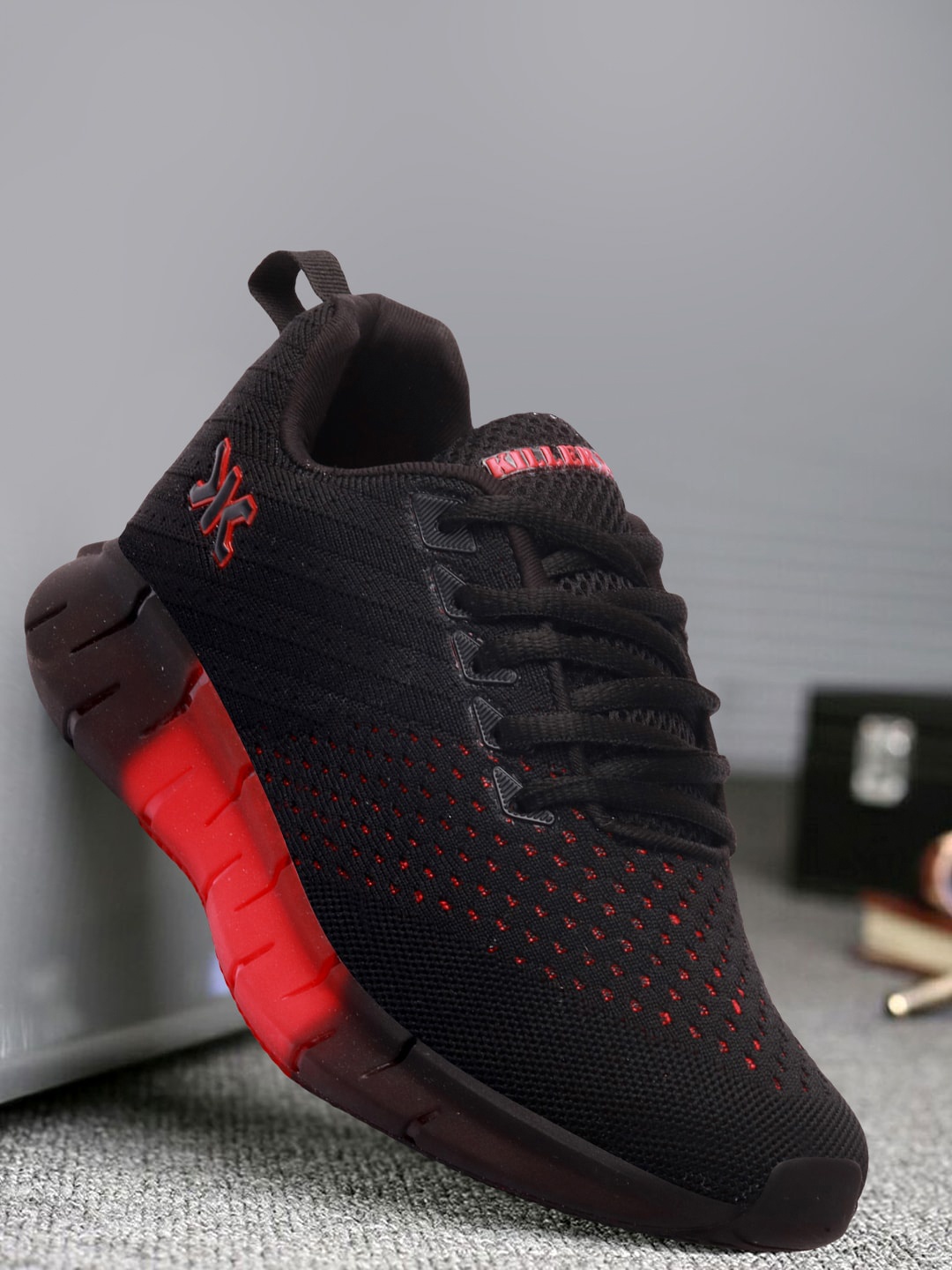 

Killer Men Black & Red Solid Textile Running Sports Shoes