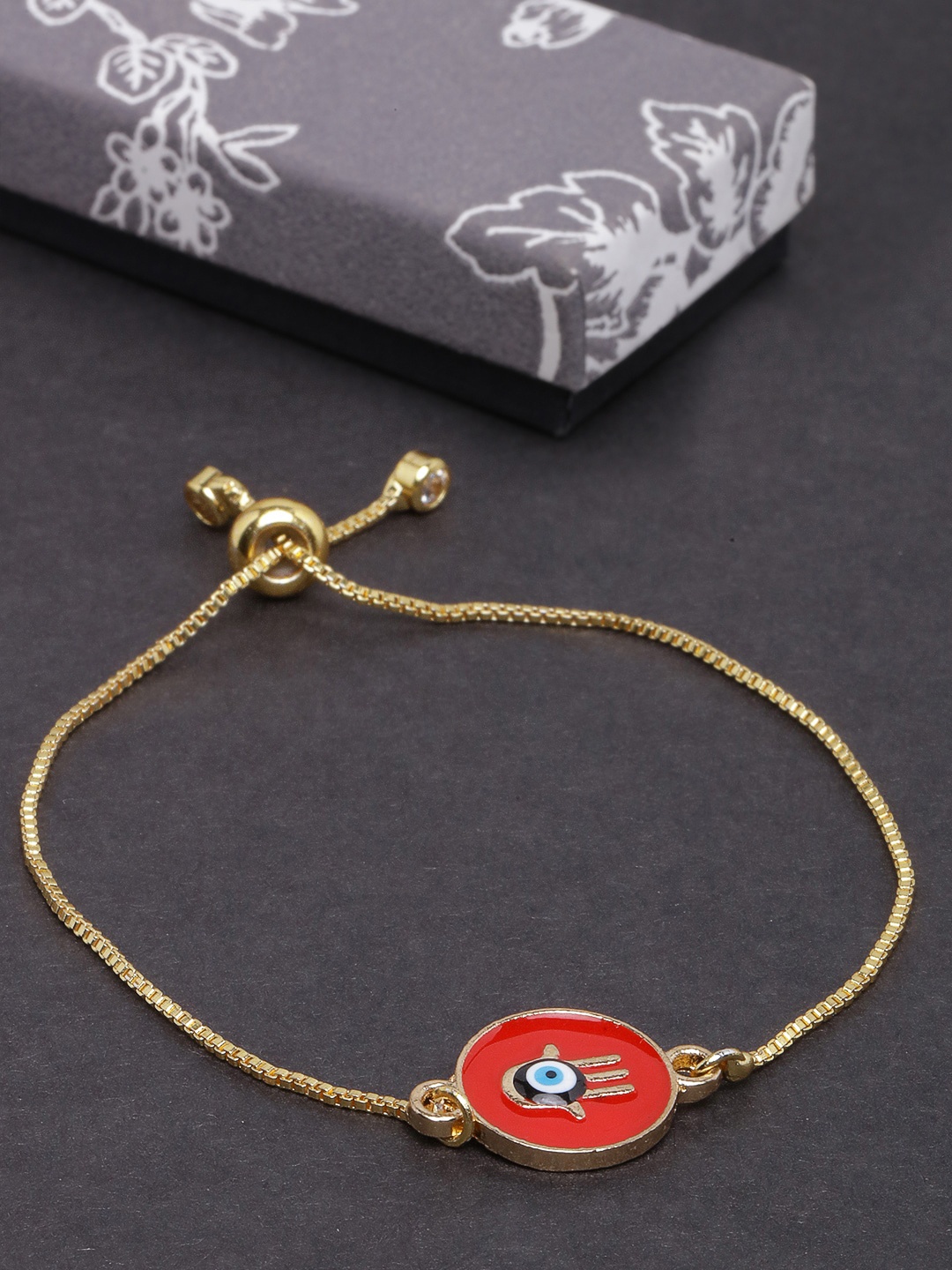 

DIVA WALK Women Gold-Toned & Red Brass Gold-Plated Charm Bracelet