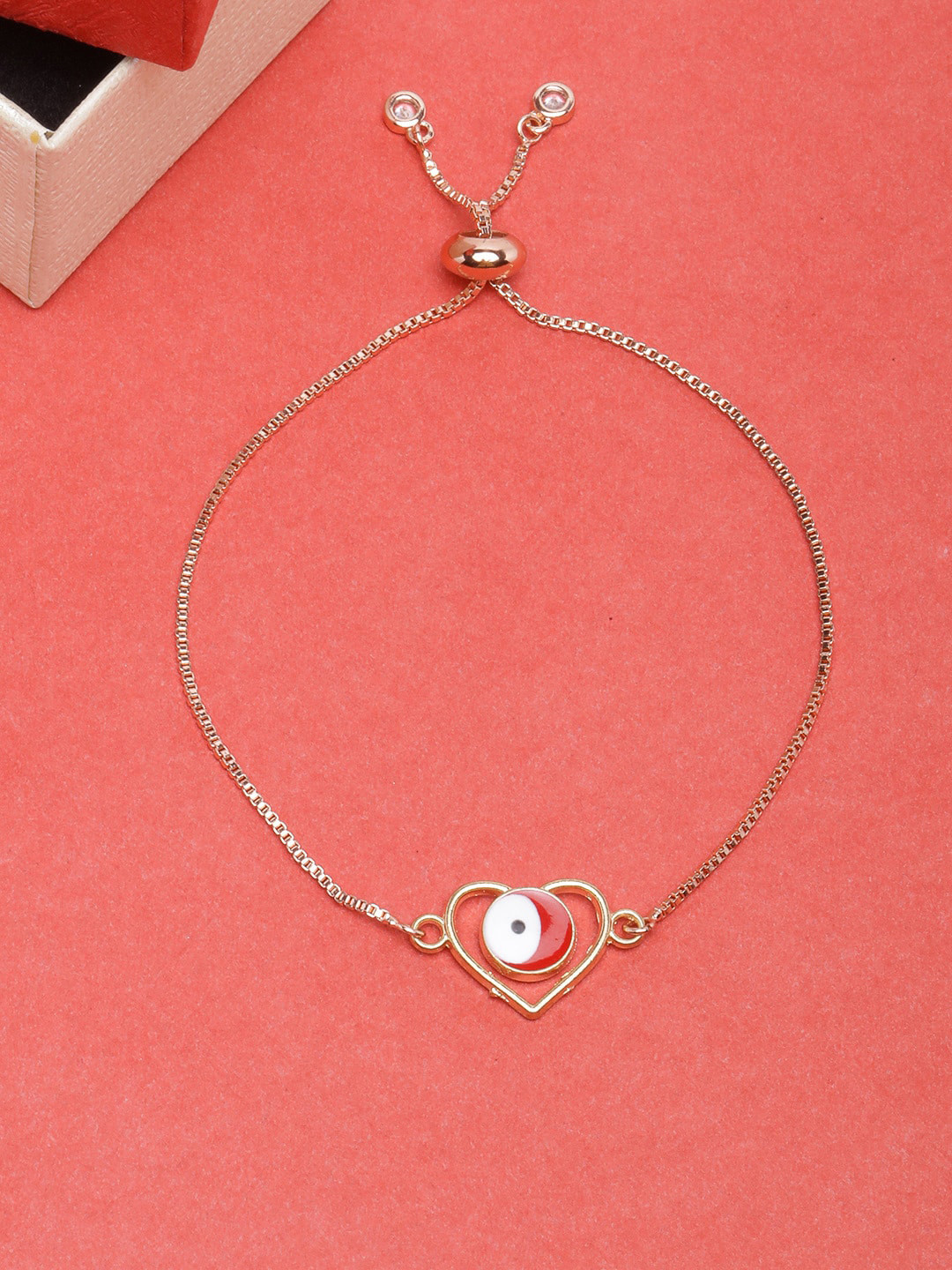

DIVA WALK Women Rose Gold & Red Brass Rose Gold-Plated Charm Bracelet