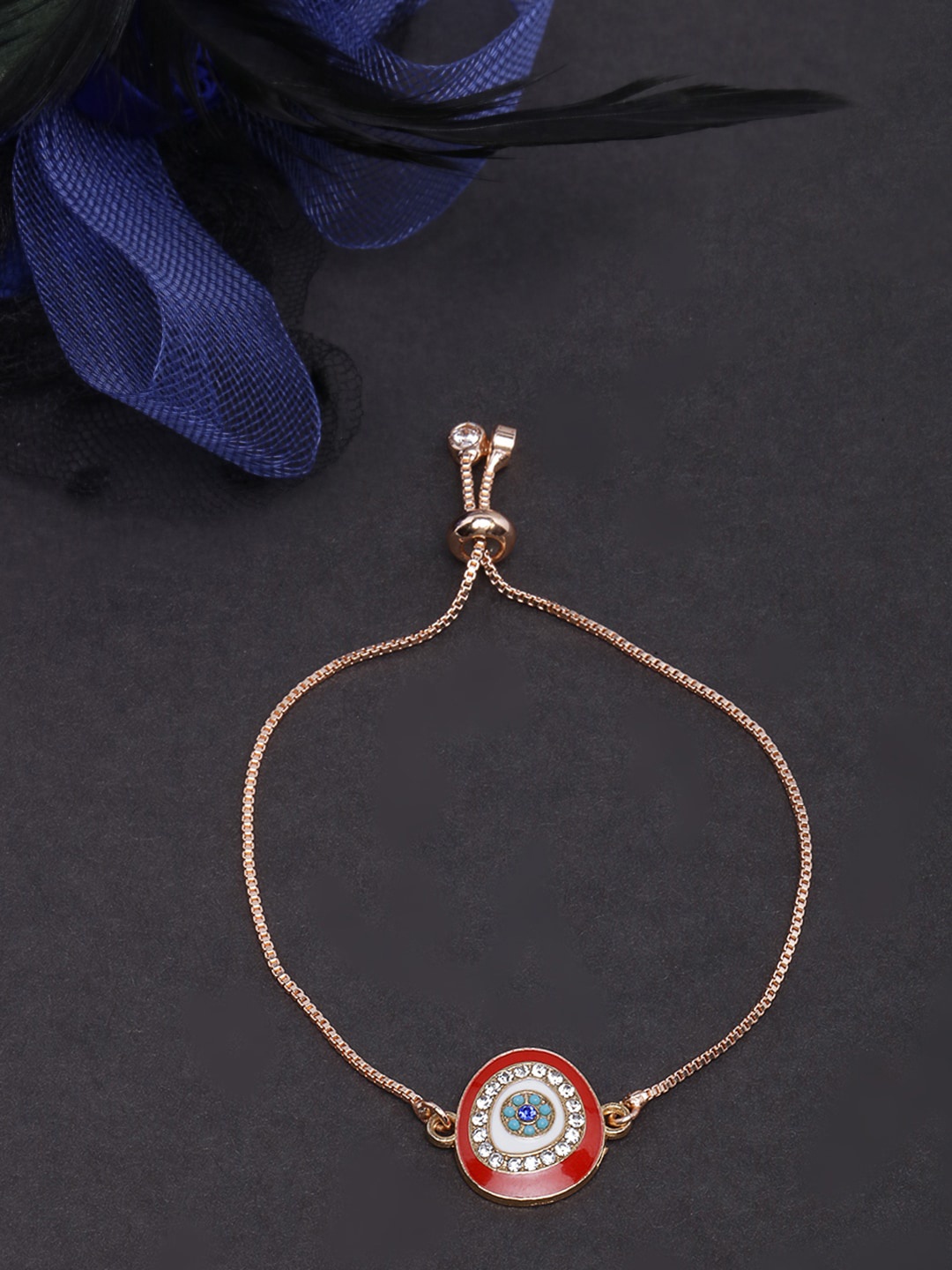 

DIVA WALK Women Rose Gold & Red Brass Rose Gold-Plated Charm Bracelet