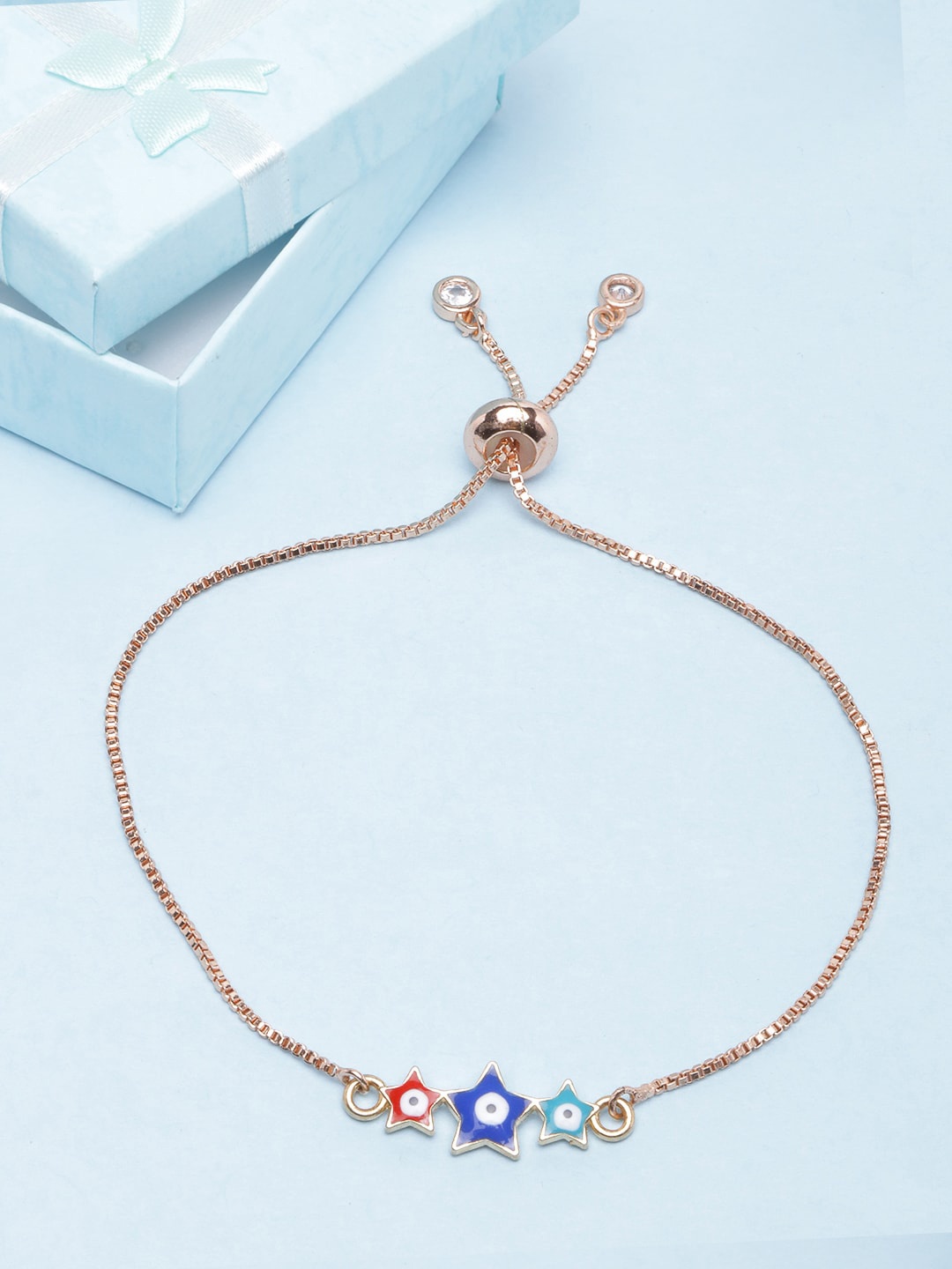 

DIVA WALK Women Rose Gold & Blue Brass Rose Gold-Plated Charm Bracelet