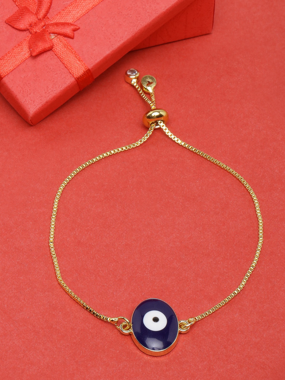 

DIVA WALK Women Gold-Toned & Blue Brass Gold-Plated Charm Bracelet